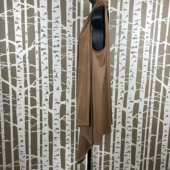 Max Edition Vicuna Faux Suede Square Lapel Racerback Vest S NEW - Picture 2 of 9